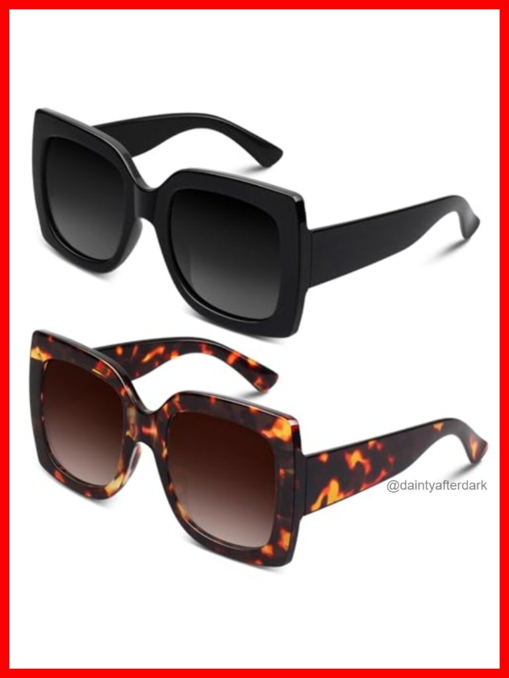 Oversized Square Retro Sunglasses UV400 Anti-Glare Non-Slip Large Frame
